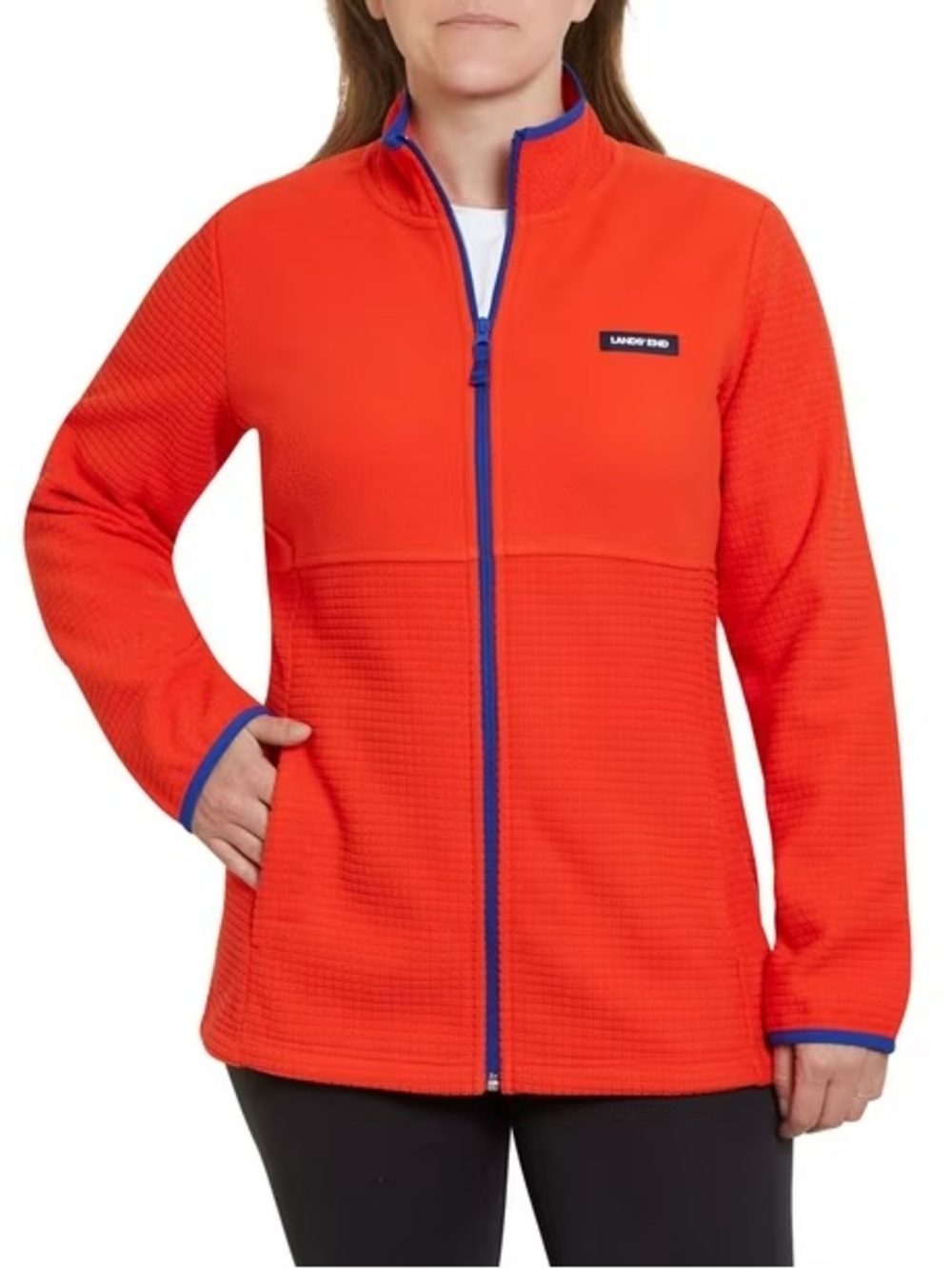 Lands’ End Zip-Up Grid Fleece Jacket Women’s Size XL Brand new with tags